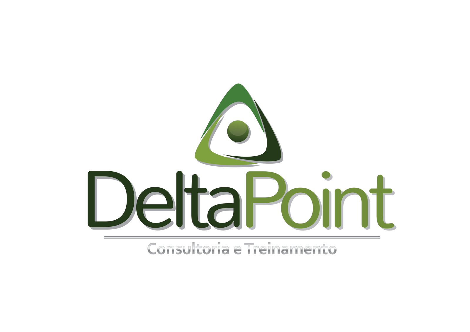 DeltaPoint, logotipo anterior com triângulo 3D verde e tagline em cinza