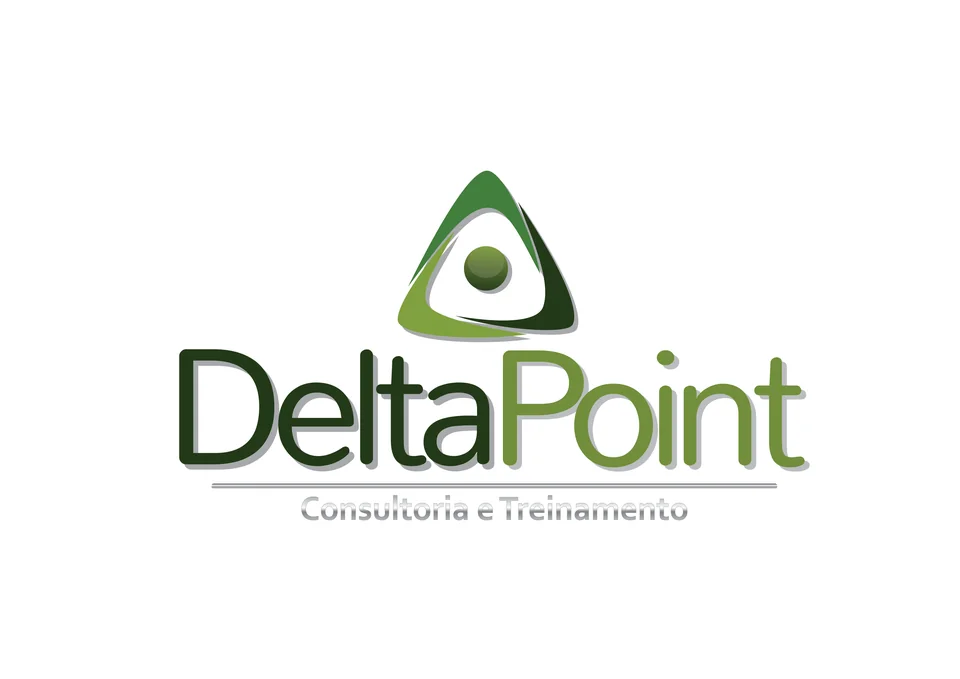 DeltaPoint, logotipo anterior com triângulo 3D verde e tagline em cinza